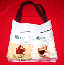 Bag made out of starbucks bags