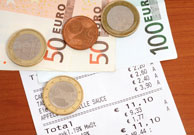 Euro currency on a receipt
