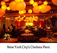 Decorated event space at New York City's Chelsea Piers