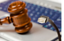Gavel and a laptop