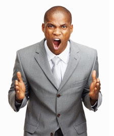 Businessman screaming