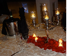Rose petals and votives