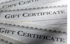 gift certificates