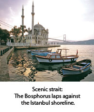 The Bosphorus at the Istanbul shoreline